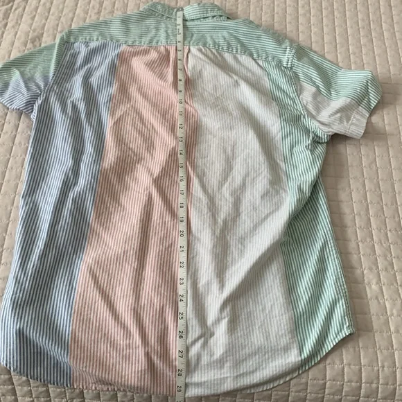 J. Crew Multicolor Striped Short Sleeve Shirt, Classic Medium - Picture 7 of 7